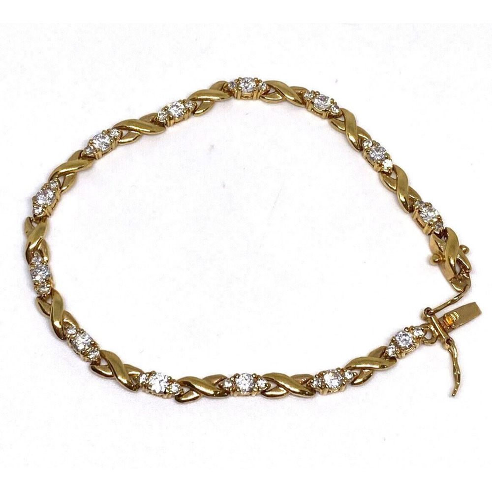 925 Sterling Silver Gold Plated CZ Bracelet 8.5 in
